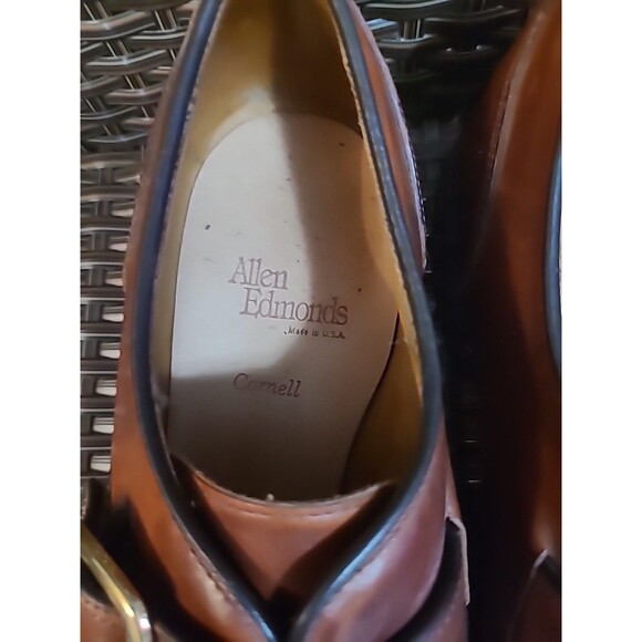 Allen Edmonds Cornell Monk Strap Dress Shoes Mens 9 EEE Cognac Brown Made In USA - Picture 9 of 11